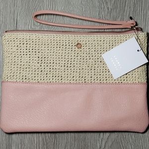 Lauren Conrad Pink/Woven Clutch/Wristlet